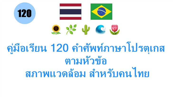 คู่มือเรียน 120 คำศัพท์ภาษาโปรตุเกสตามหัวข้อ: สภาพแวดล้อม สำหรับคนไทย
